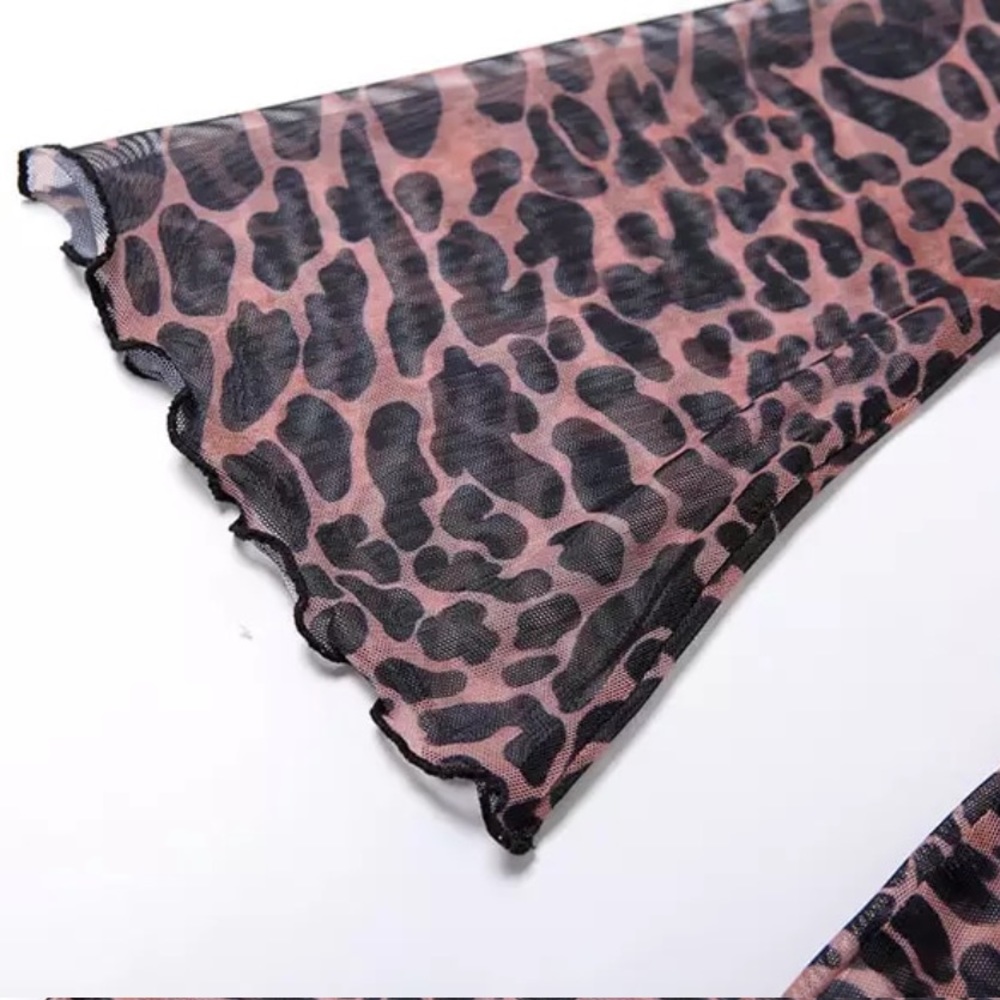 Leopard Print Mini Dress - Brown Open-Back Women’s Dress - Picture 7 of 10